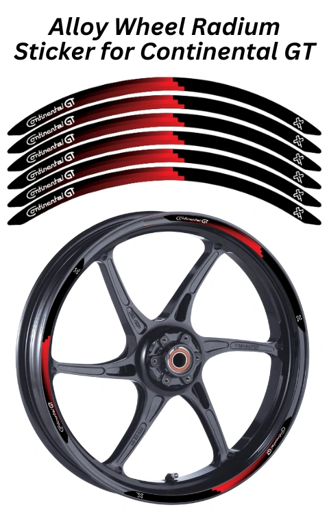 Alloy Wheel Radium Sticker Compatible with Continental GT 650 | Made in Premium Radium with FPF (Fade Protection Film), Waterproof, Precut Sticker, Pack Of 12